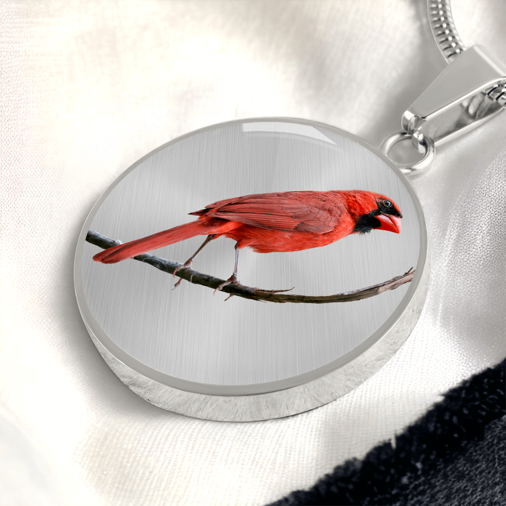 Realistic Northern Cardinal Necklace – Red Bird Portrait Pendant