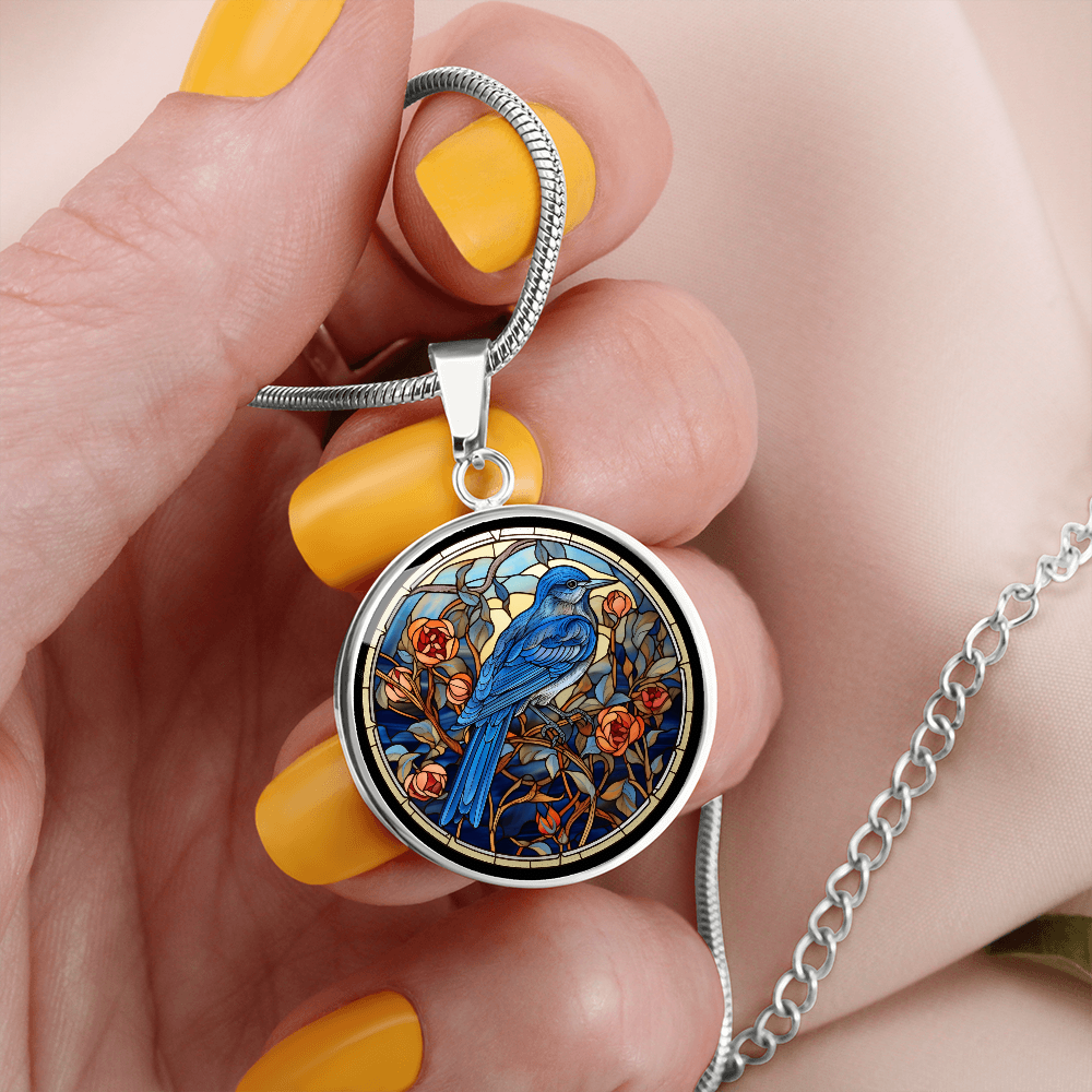 Blue Jay Necklace – Cloisonné-Inspired Bird Pendant