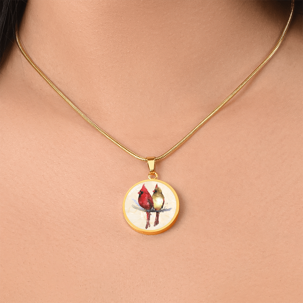Northern Cardinal Pair Necklace – Male & Female Bird Pendant