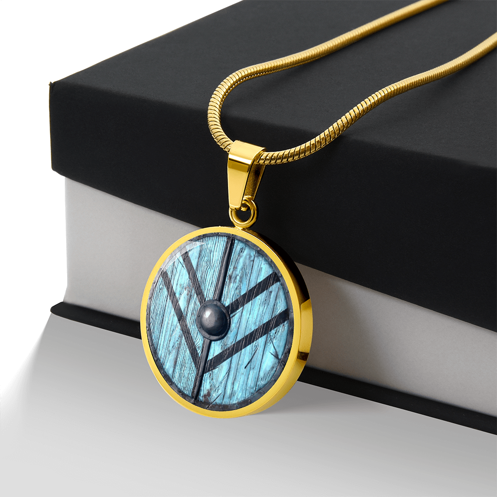 Viking Shield Necklace – Blue Shieldmaiden Pendant