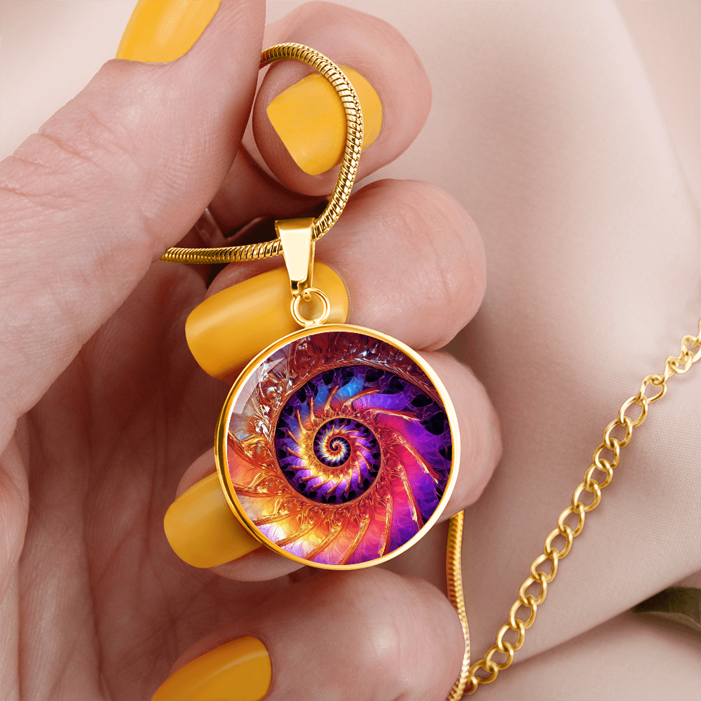 Fibonacci Spiral Necklace – Colorful Sacred Geometry Pendant