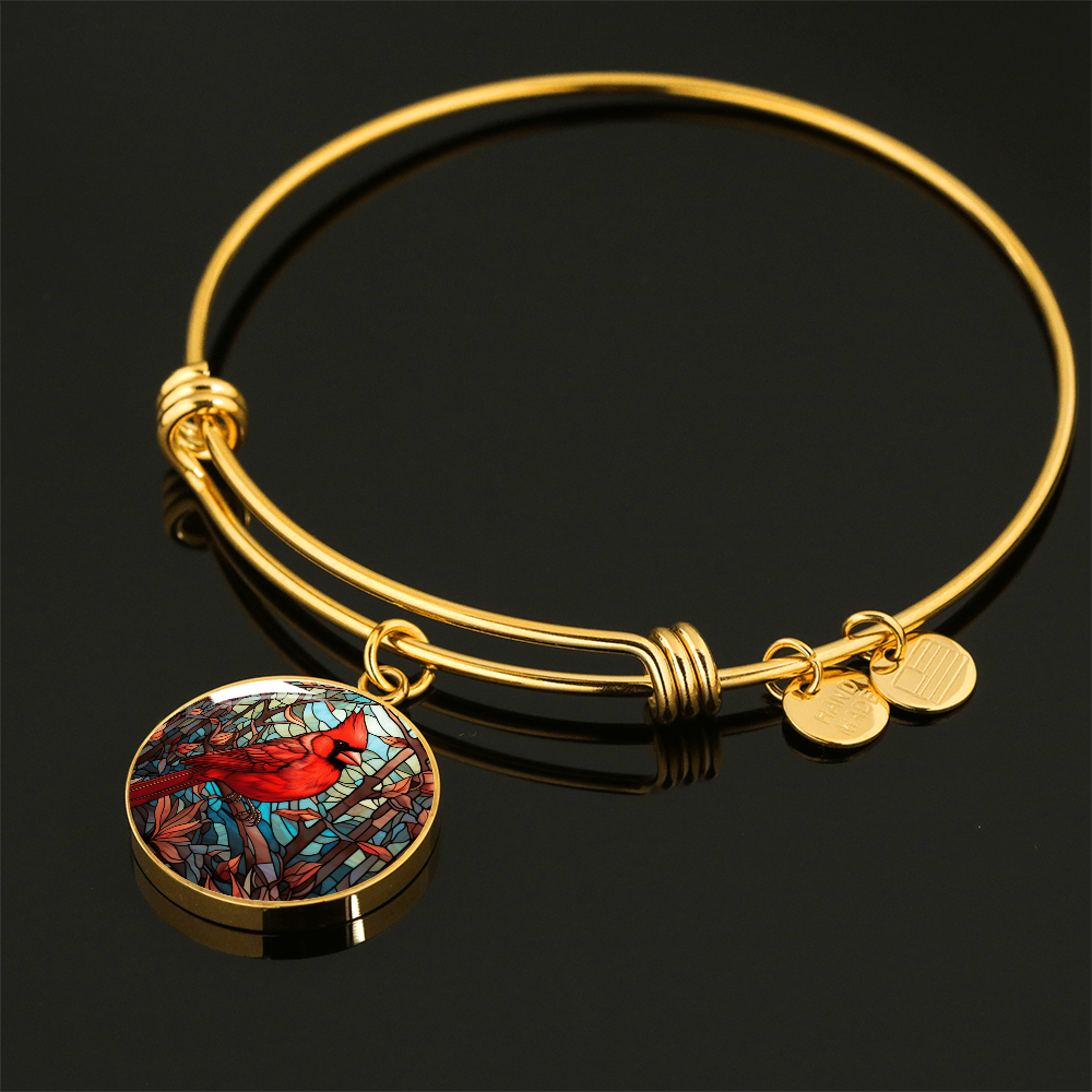 Cardinal bird bangle bracelet with 18K gold finish