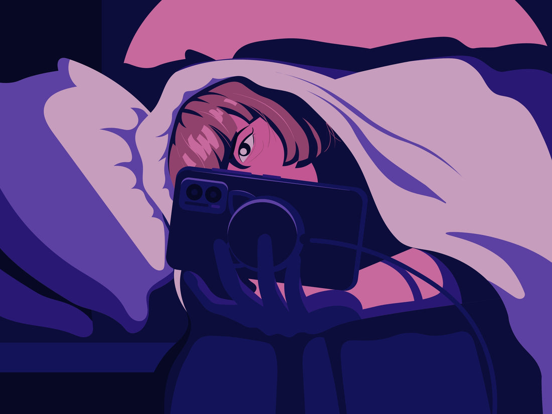Did my ex upgrade - person anxiously checking ex's social media in bed wondering about new partner