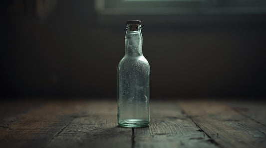 Sealed glass bottle with condensation inside representing internal pressure and post-breakup anxiety.