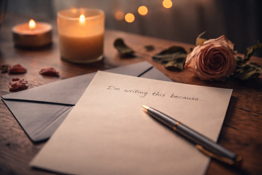 Emotional break up letter on a table unwritten, unsent