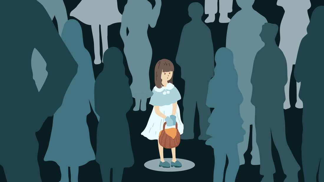 a girl staning alone in a room full of shadowy figures symbolizing feeling alone in a relationship