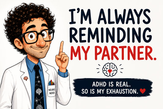 Always reminding my partner ADHD relationship, showing reminder fatigue, mental load, emotional labor, executive dysfunction, and burnout experienced by partners of adults with ADHD.