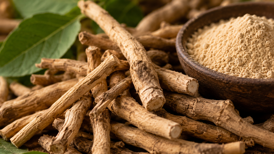 Ashwagandha roots and powder representing research into ashwagandha and female sexual desire