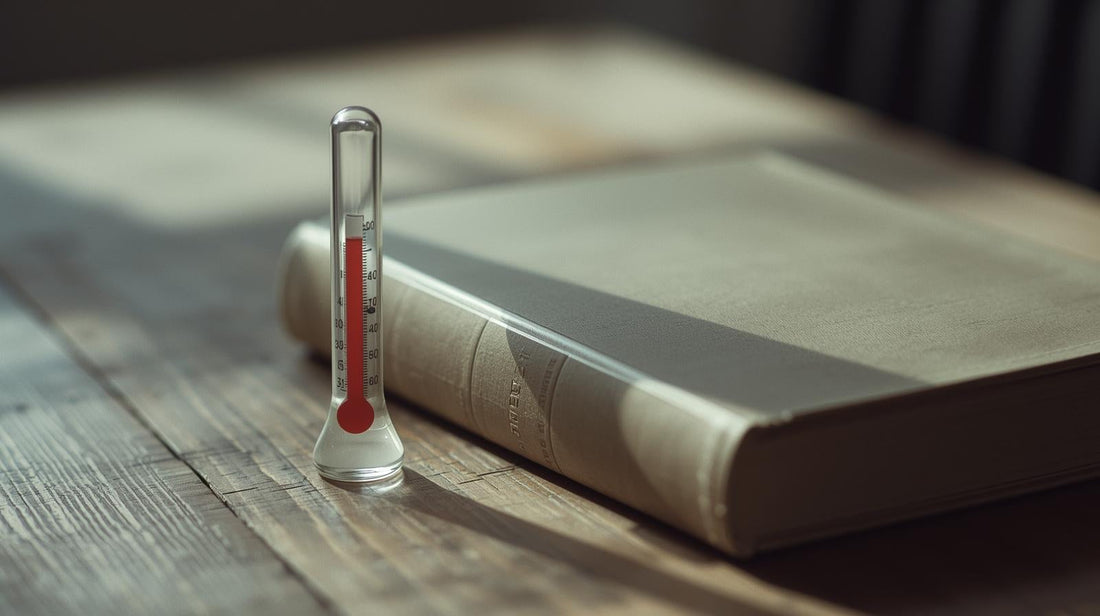 Thermometer beside closed book symbolizing body responses separate from logical reasoning