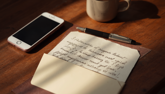 A handwritten breakup letter on a desk beside a phone, representing emotional breakup letters that will make him cry.