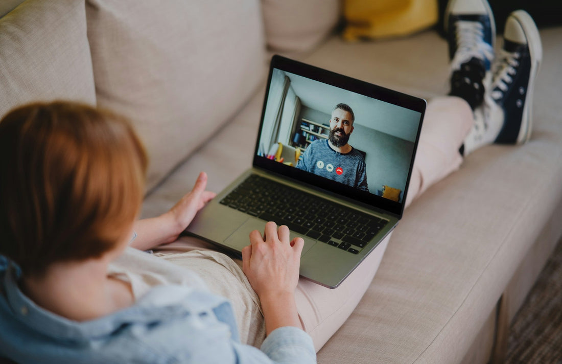 Couple video calling from separate homes showing how long distance relationships can survive without physical presence