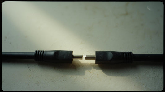 Two electrical cable ends positioned close with a faint spark between them, symbolizing intense chemistry driven by instability
