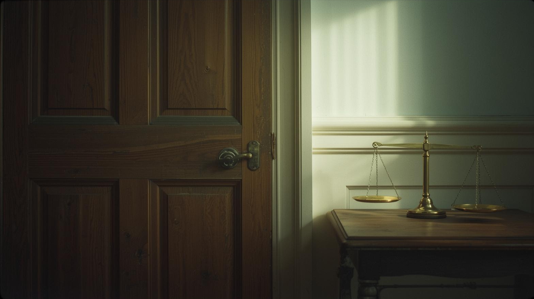 Closed door beside balance scale symbolizing difference between chemistry and compatibility