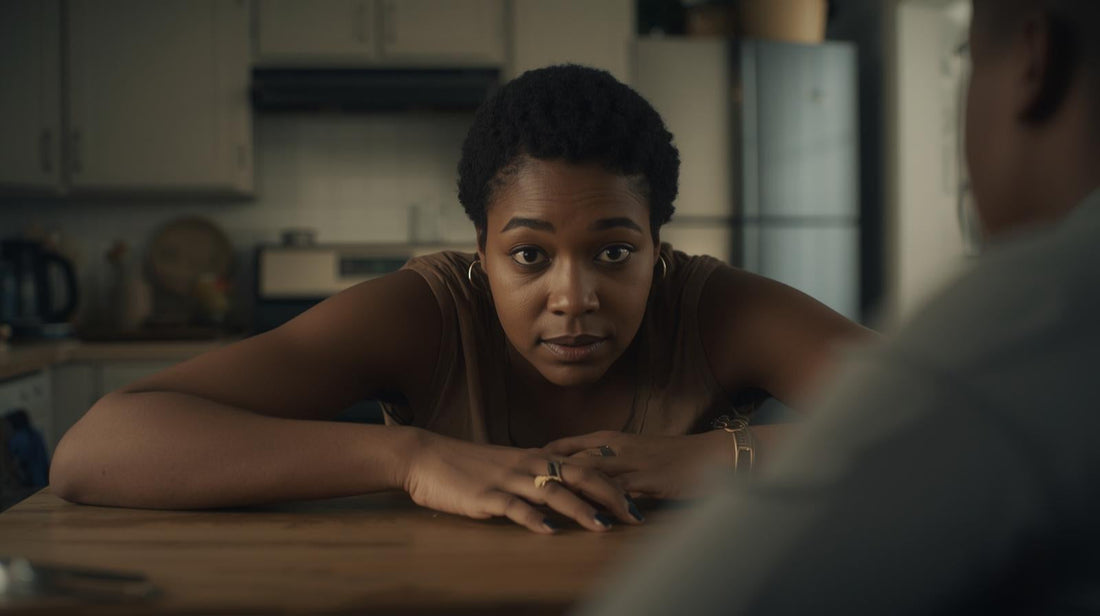 Woman leaning forward to help partner, suggesting care that may cross into enabling