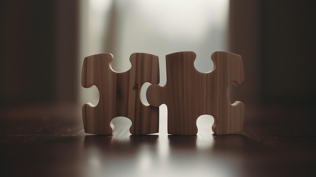 Puzzle pieces near each other but not connected symbolizing unresolved attachment