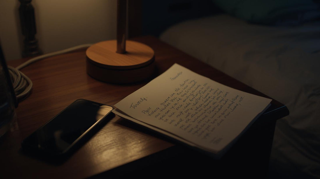 Handwritten letter beside smartphone at night representing emotional clarity in long distance relationship