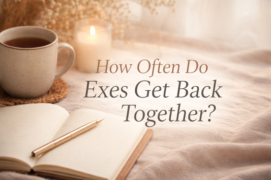 Open journal and pen beside a cup of tea and candle in soft natural light.