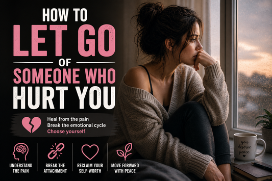 Woman sitting by a window looking thoughtful and hurt while learning how to let go of someone who hurt her after a breakup