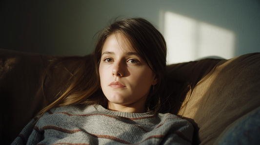 Person sitting quietly while unwanted thoughts appear