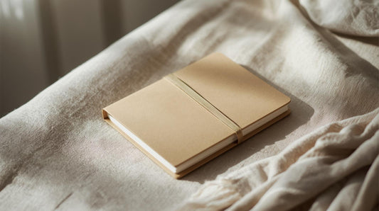 Closed notebook secured tightly with band symbolizing emotional suppression