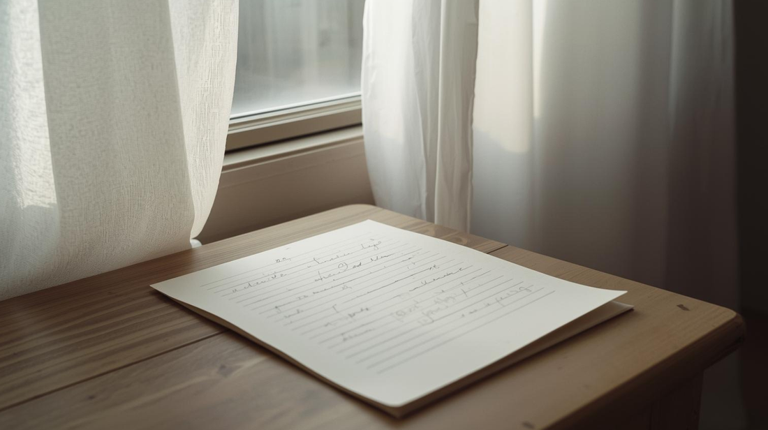 Handwritten letter near open window symbolizing unspoken words being released