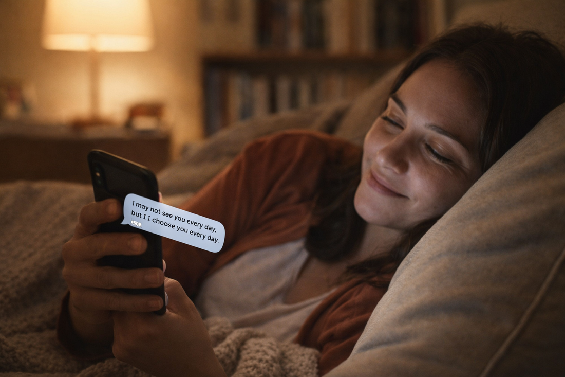 Phone displaying a loving message symbolizing connection in a long distance relationship