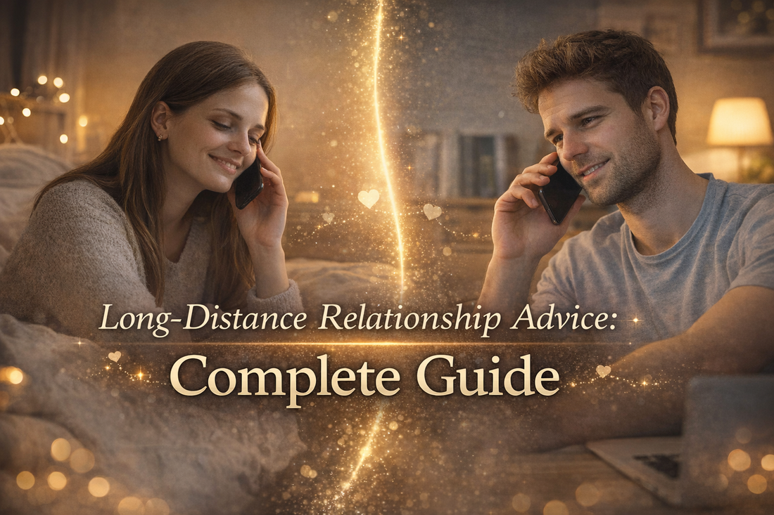 Couple talking on phone from different locations representing long distance relationship advice complete guide