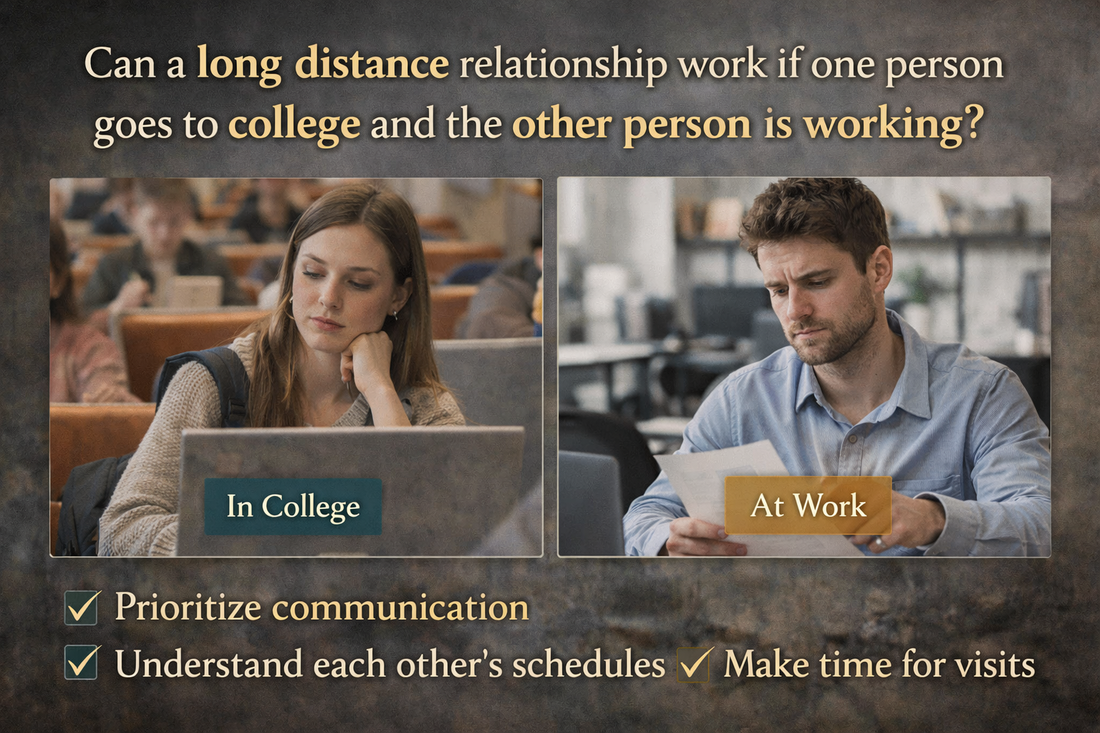 College student and working partner in long distance relationship showing different schedules and challenges