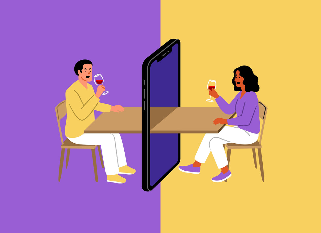 Long-distance relationship miscommunication illustrated by a couple communicating through a smartphone across distance
