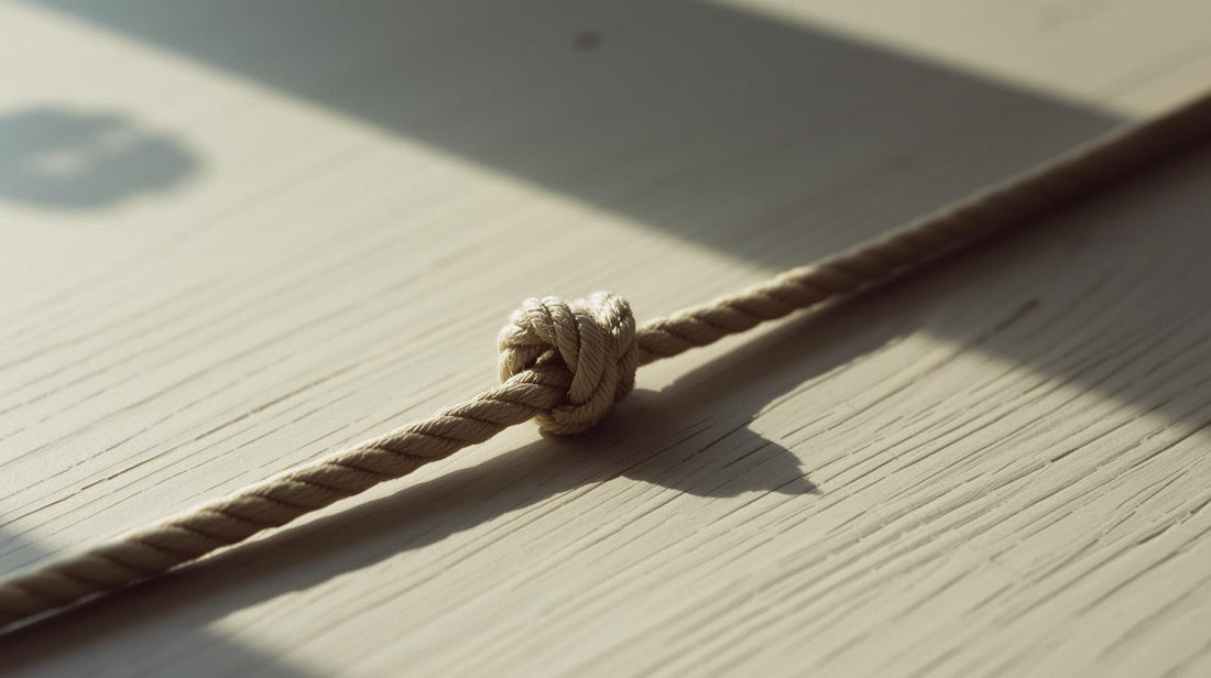 Partially loosened rope knot symbolizing the gradual process of letting go