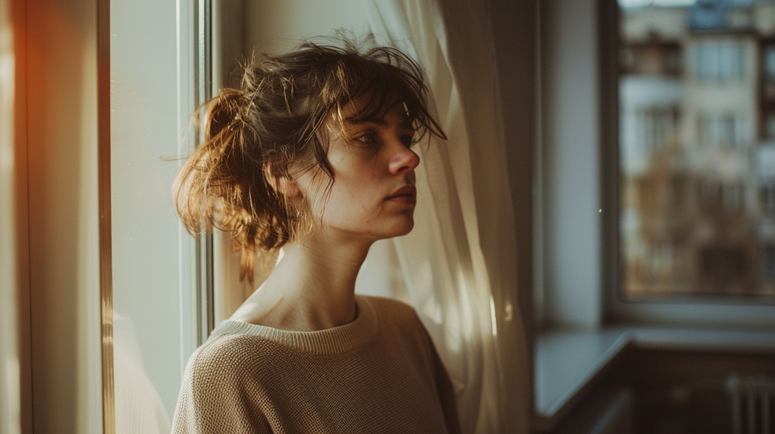 person pausing by a window as an old relationship memory resurfaces years later