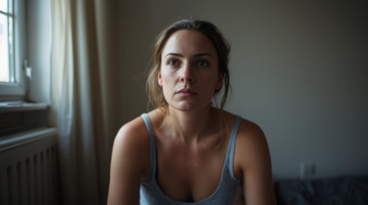 Woman sitting quietly, feeling the absence of someone she loves.