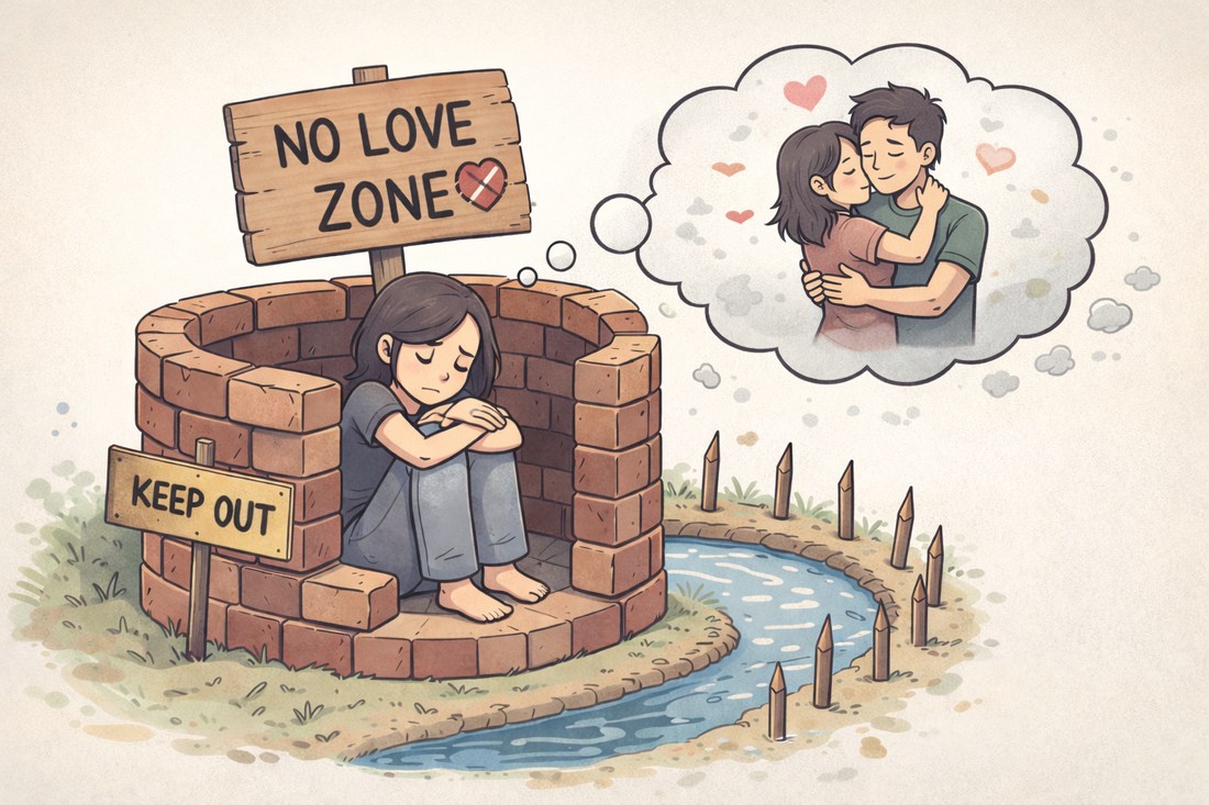 Minimal, quiet image representing emotional withdrawal and self-protection after heartbreak