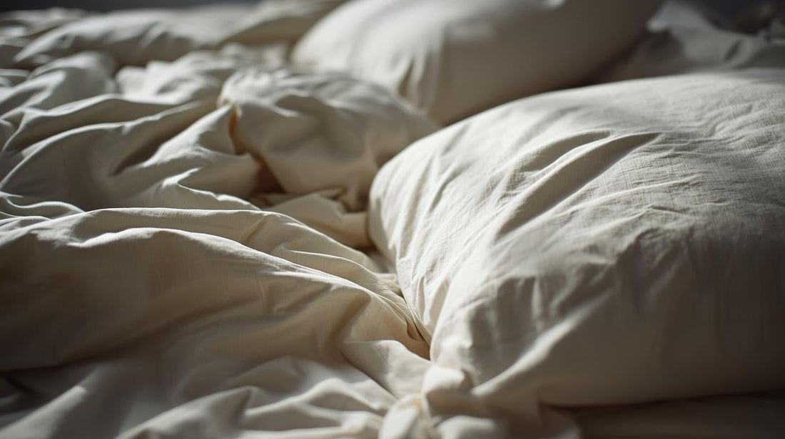 Rumpled bedsheets on an empty bed, symbolising missing touch, physical closeness and intimacy after a breakup.