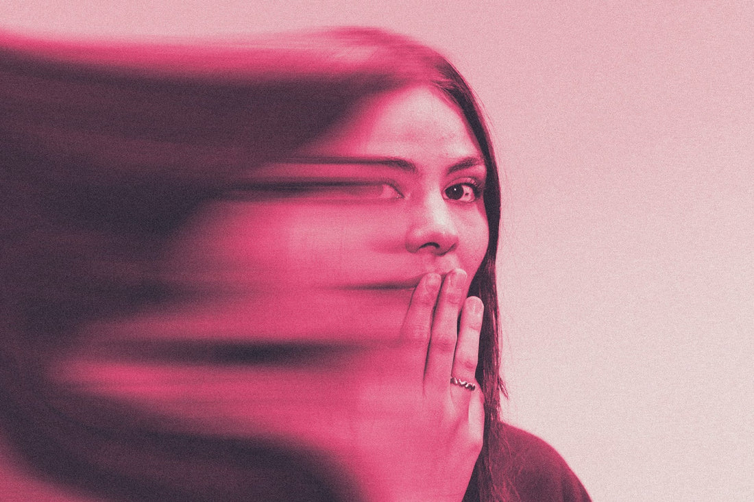 Woman looking shocked and disoriented after unexpectedly running into her ex in public