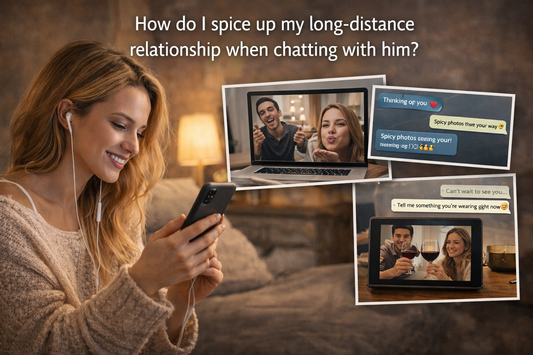 Woman smiling while texting with partner in long distance relationship showing ways to keep conversations fun and engaging