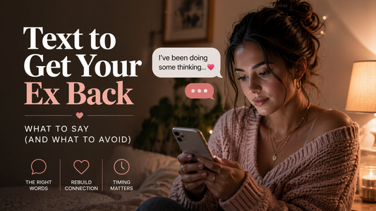 Woman sitting in bed at night texting her ex on phone, illustrating what to say to get your ex back in a calm and thoughtful way