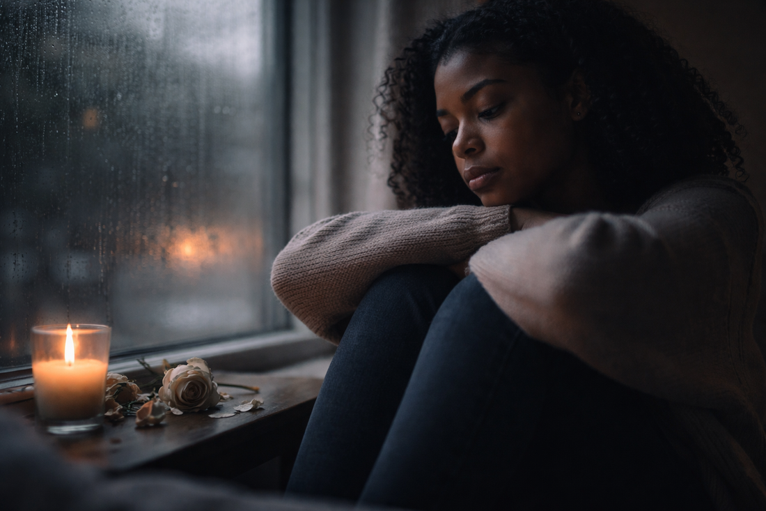 Minimal, dark-toned cover image representing acceptance after heartbreak