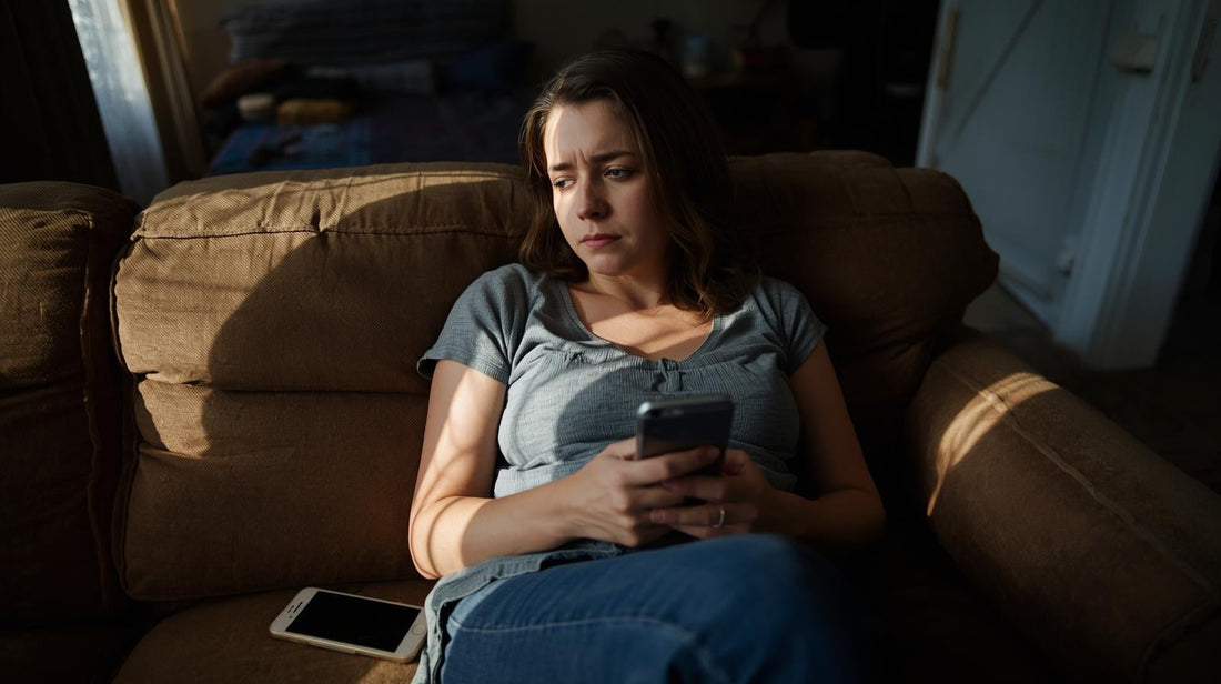 Woman sitting quietly imagining her ex treating someone else better