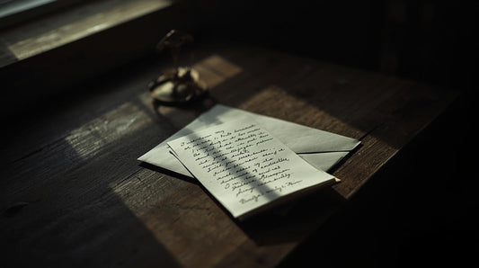 Handwritten letter beside unsealed envelope symbolizing emotional release without sending