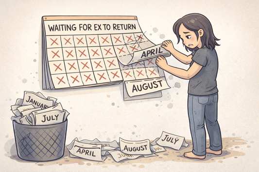 Minimal, quiet image representing acceptance after waiting for an ex to return