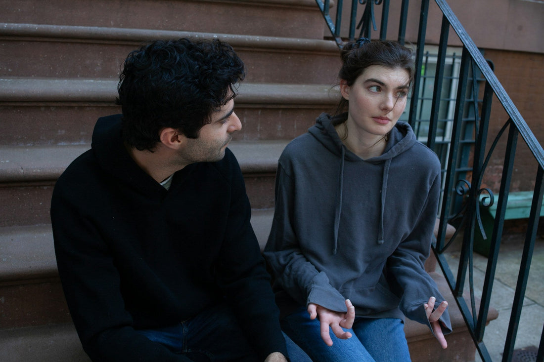 Couple having a calm relationship check-in and talking openly about how their relationship is going