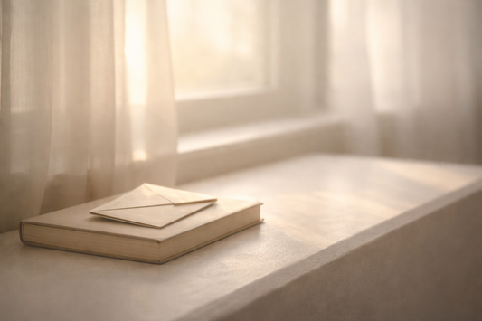 white envelop next to open window symbolizing heartbreak and breakup