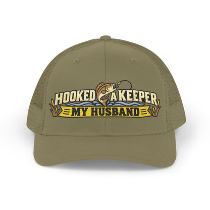 Funny Fishing Trucker Hat – Hooked on My Husband
