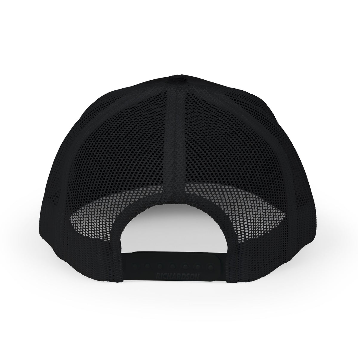 black mesh cap with black brim on a white background