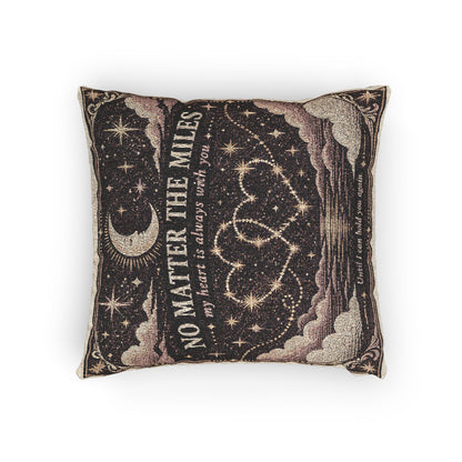 No Matter the Miles Woven Pillow – Long Distance Love Gift