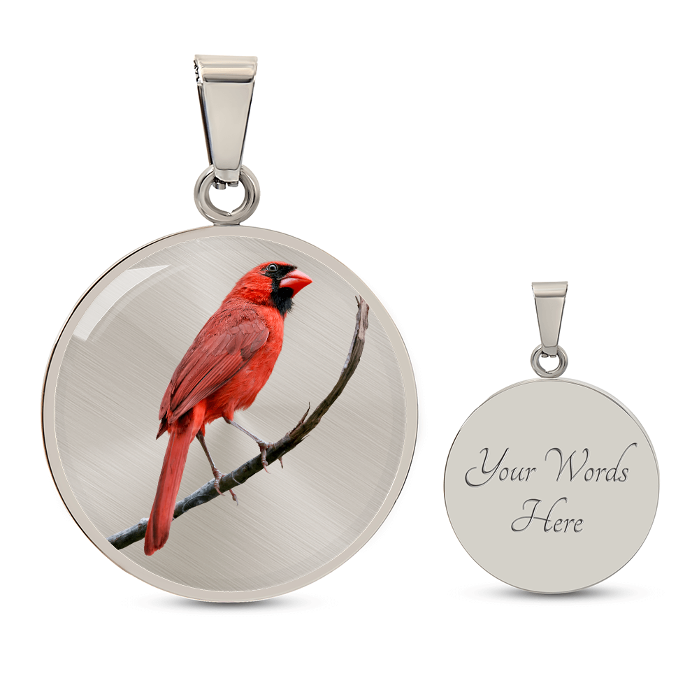 Realistic Northern Cardinal Necklace – Red Bird Portrait Pendant