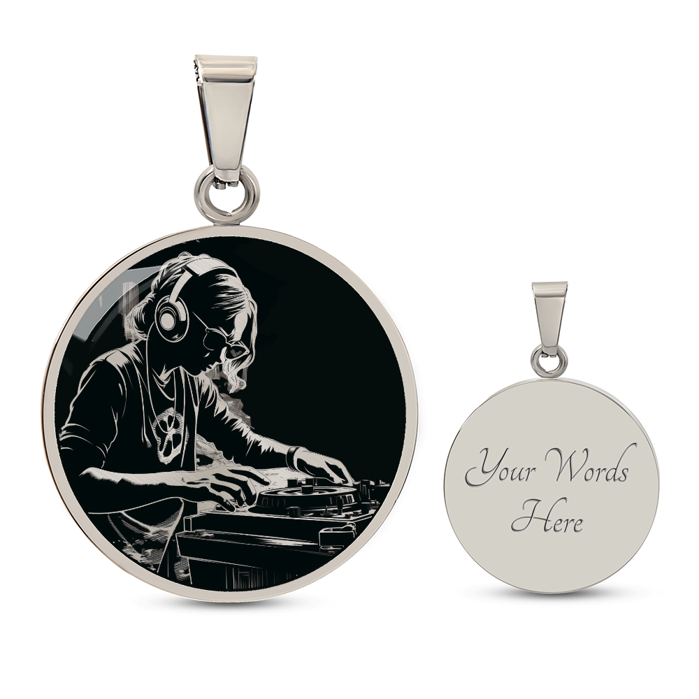Female DJ Necklace – Gold & Silver Music Mixing Pendant