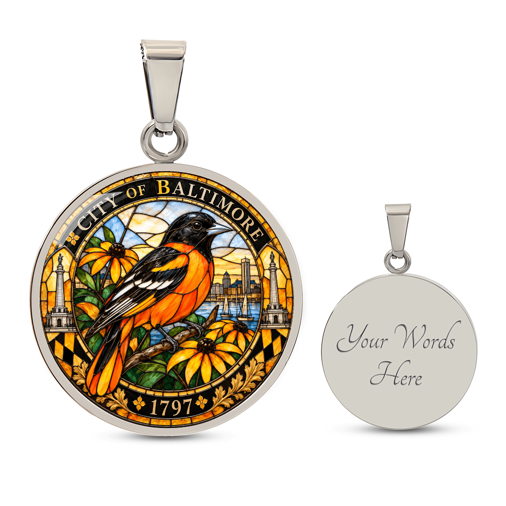Baltimore Oriole Necklace – Stained Glass Maryland Pendant