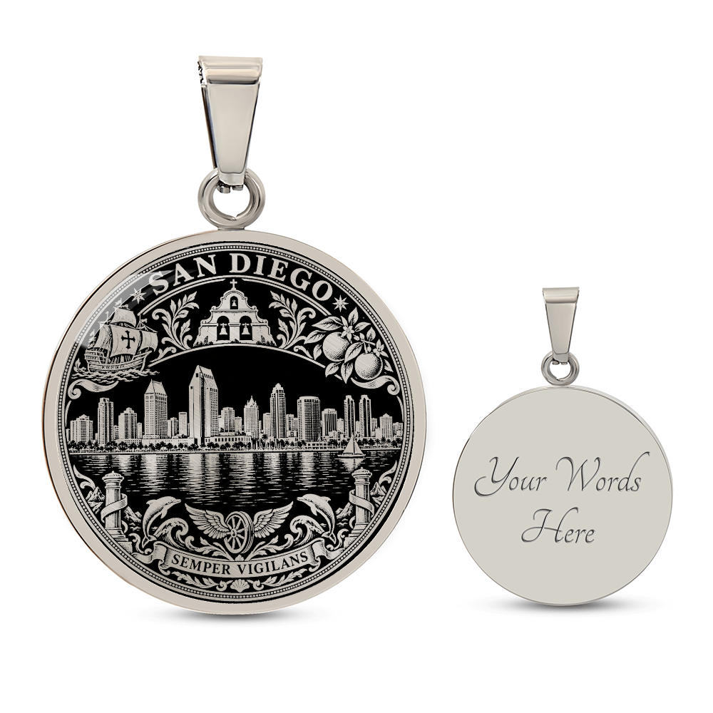 San Diego Skyline Necklace – Harbor & City Emblem Pendant